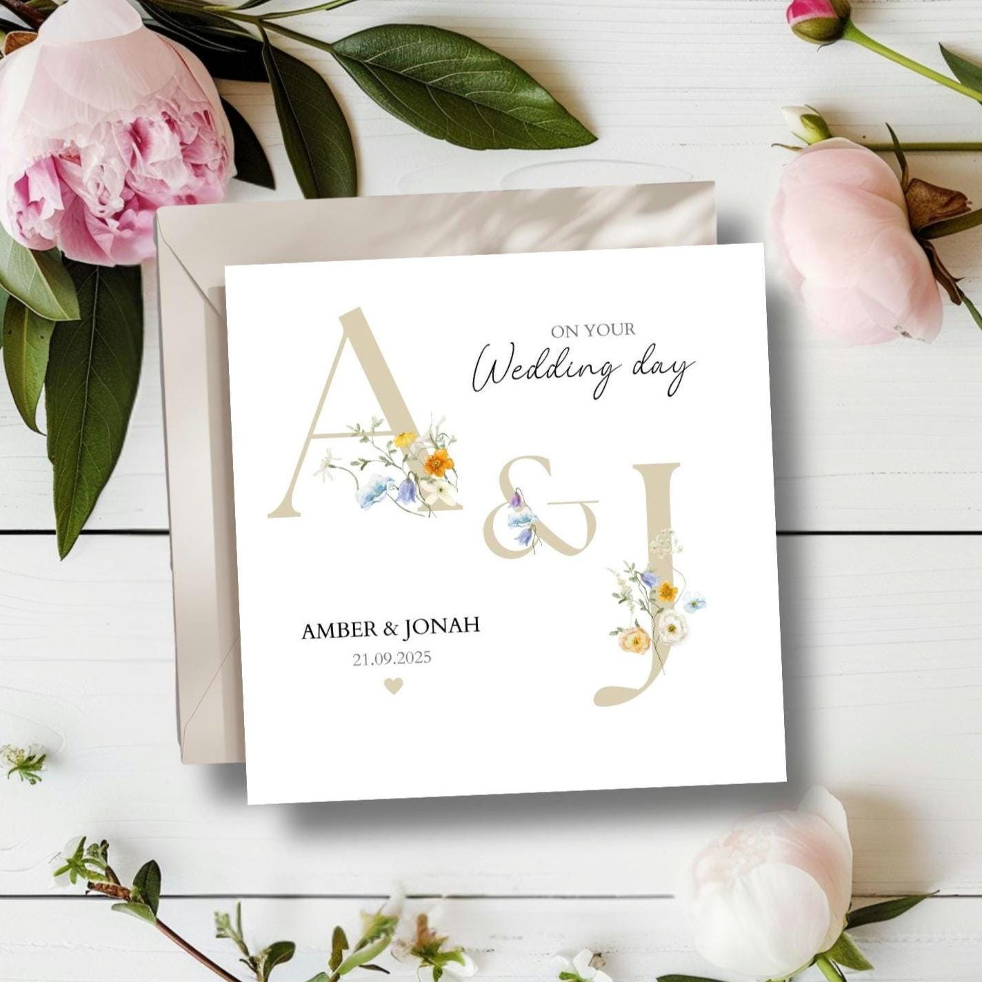 Personalised Mr & Mrs Wedding Card, To the New Mr and Mrs Card, Wedding Initials Card, Neutral Wedding Card