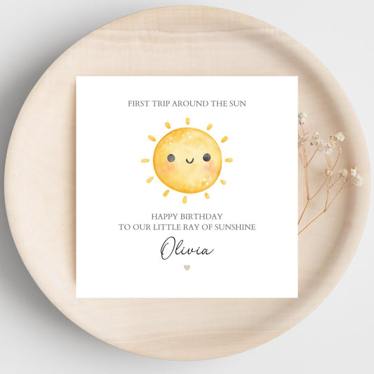 Personalised First Birthday Card Sun | 1st birthday Sun card | First Trip Around the Sun Card |1st Birthday Card for Son, Daughter, Niece