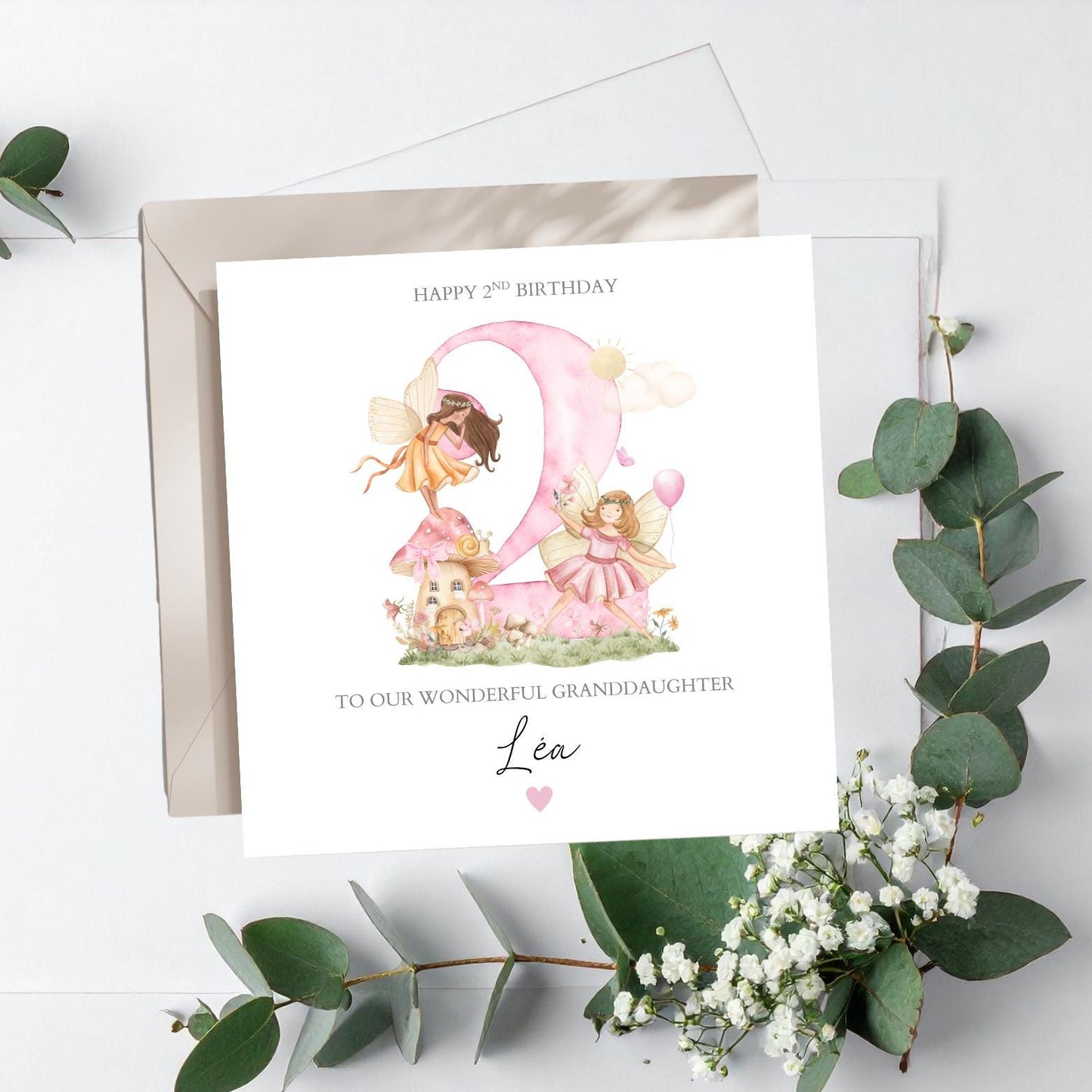 Personalised Third Birthday Fairy Card |3rd birthday Magic Pink card |2nd, 3rd Birthday Card for Girl, Granddaughter, Daughter, Any Relation