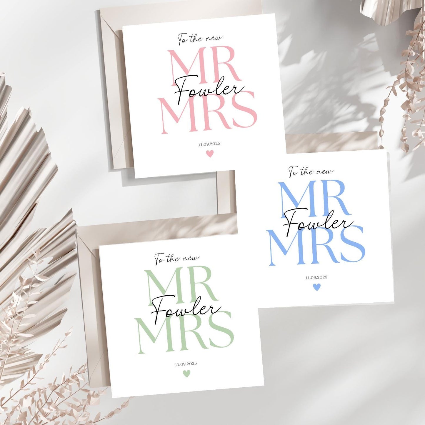 Personalised Mr & Mrs Wedding Card, To the New Mr and Mrs Card, Colour Choices, Wedding Card