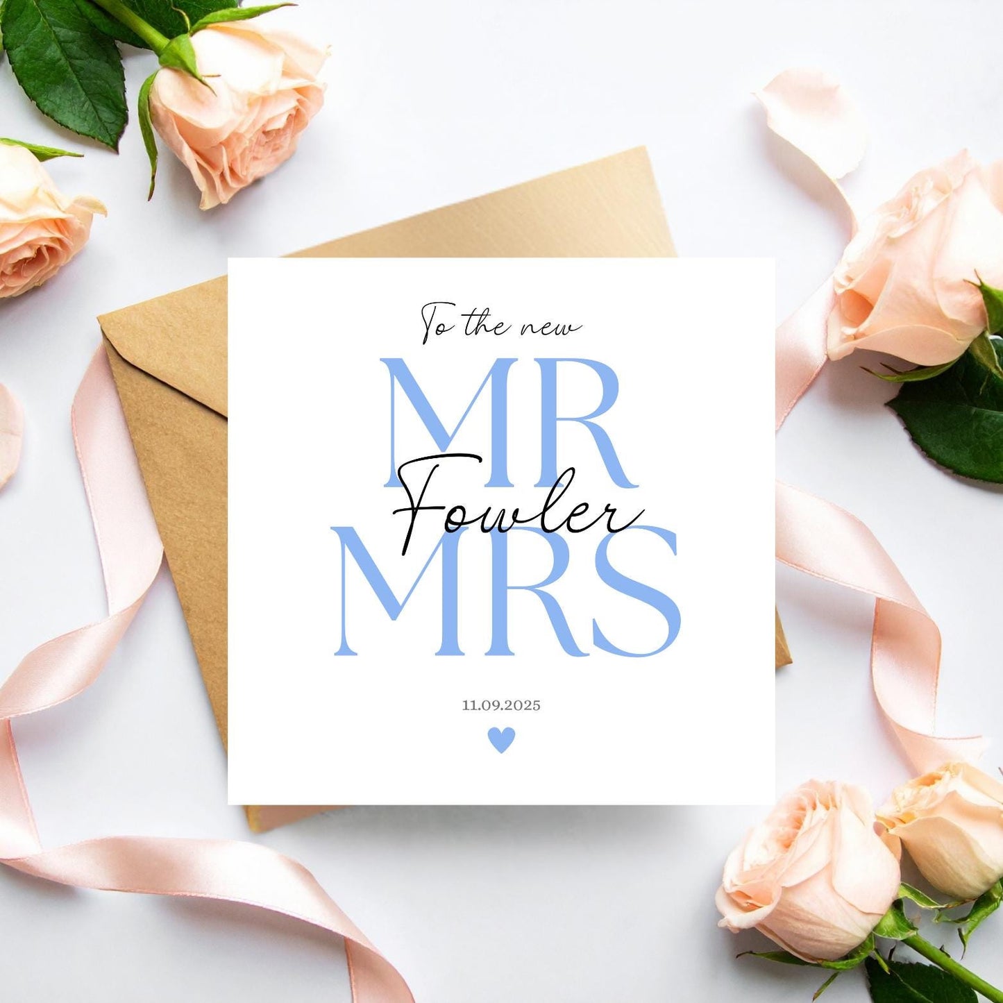 Personalised Mr & Mrs Wedding Card, To the New Mr and Mrs Card, Colour Choices, Wedding Card