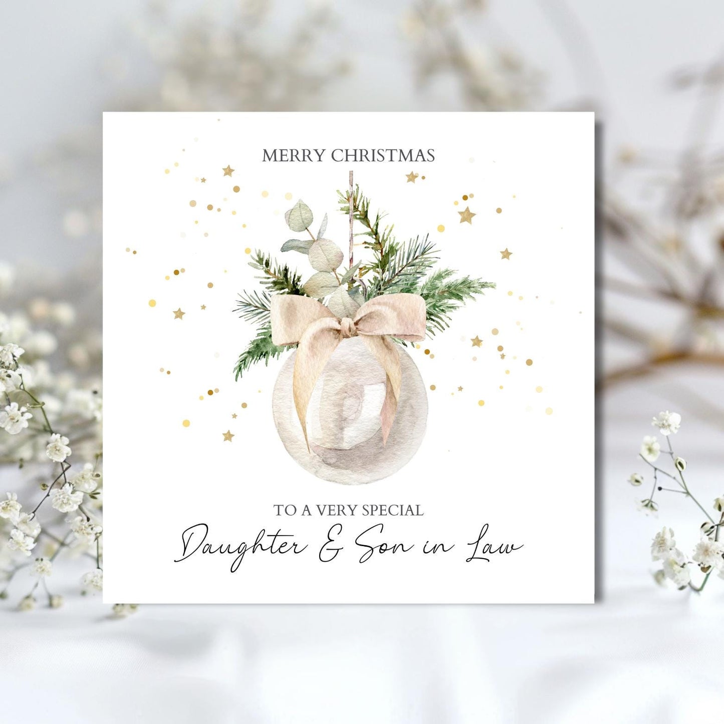 Personalised Mum And Dad Christmas Card, Parents Bauble Christmas Card, Merry Christmas Mum and Dad, Xmas Card Nanna, Grandad, Any Relation