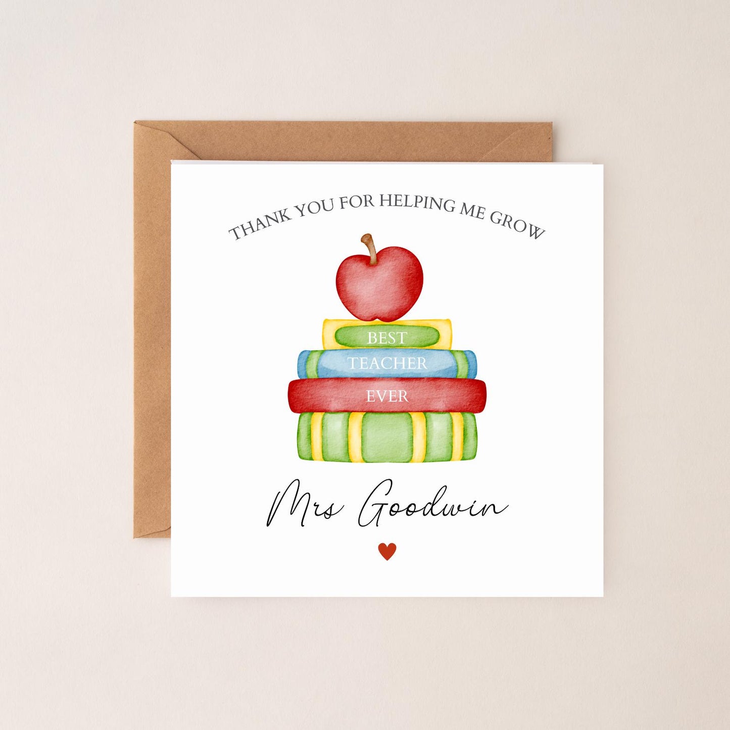 Personalised Thank You Teacher Card, Teacher Card, Thank You Teacher Card, End of Term Card