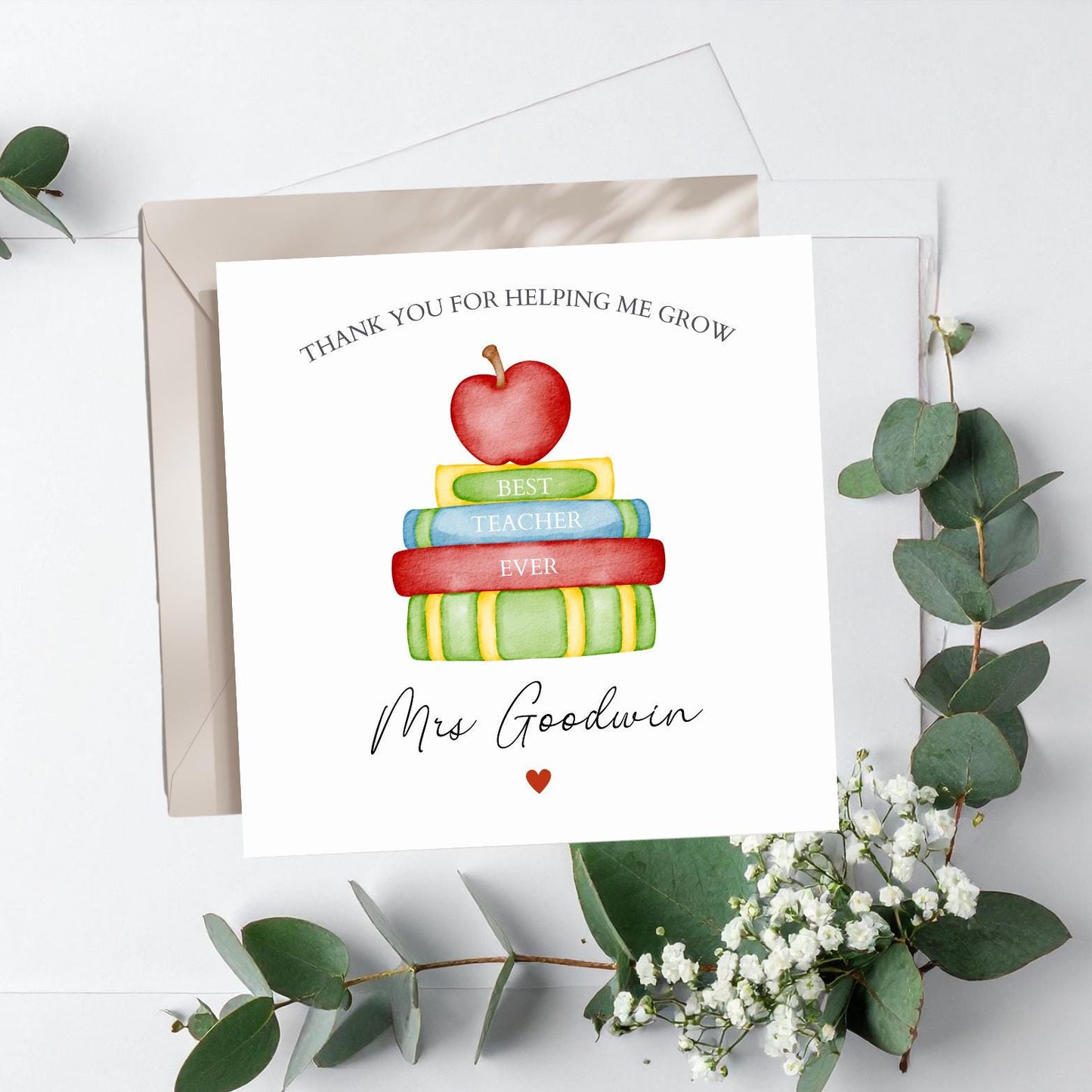 Personalised Thank You Teacher Card, Teacher Card, Thank You Teacher Card, End of Term Card