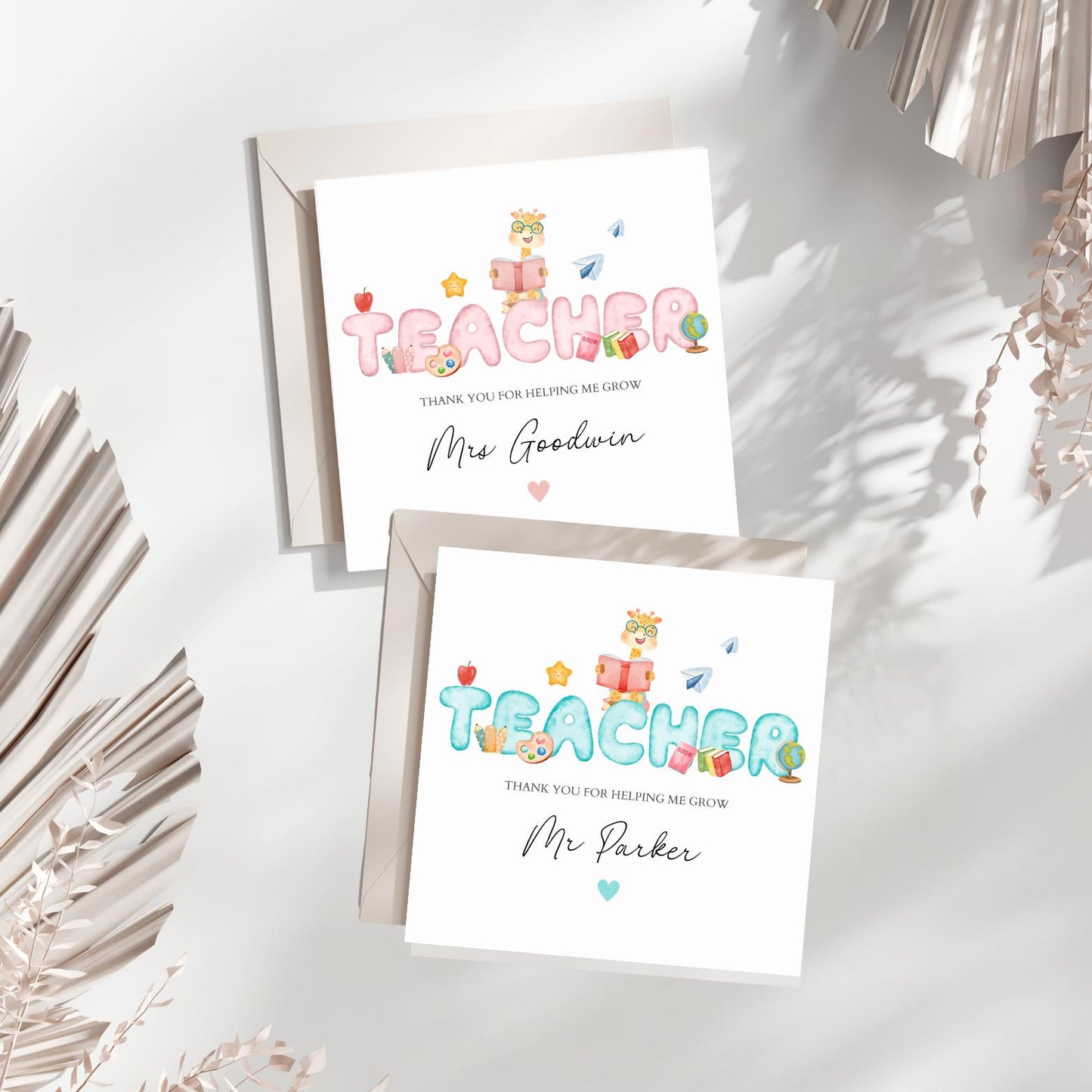 Personalised Thank You Teacher Card, Teacher Card, Thank You Teacher Card, End of Term Card