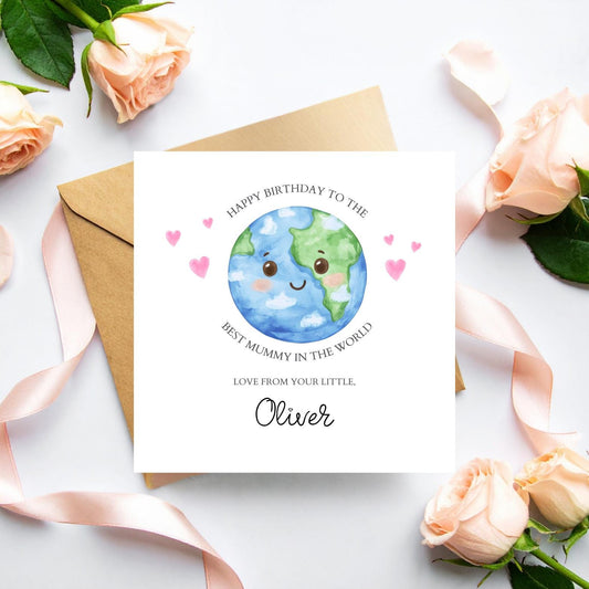 Personalised Best Mum Birthday Card - Best Mum in the World Birthday Card - Thank you Mum Card- Personalised I love you Card For Mum