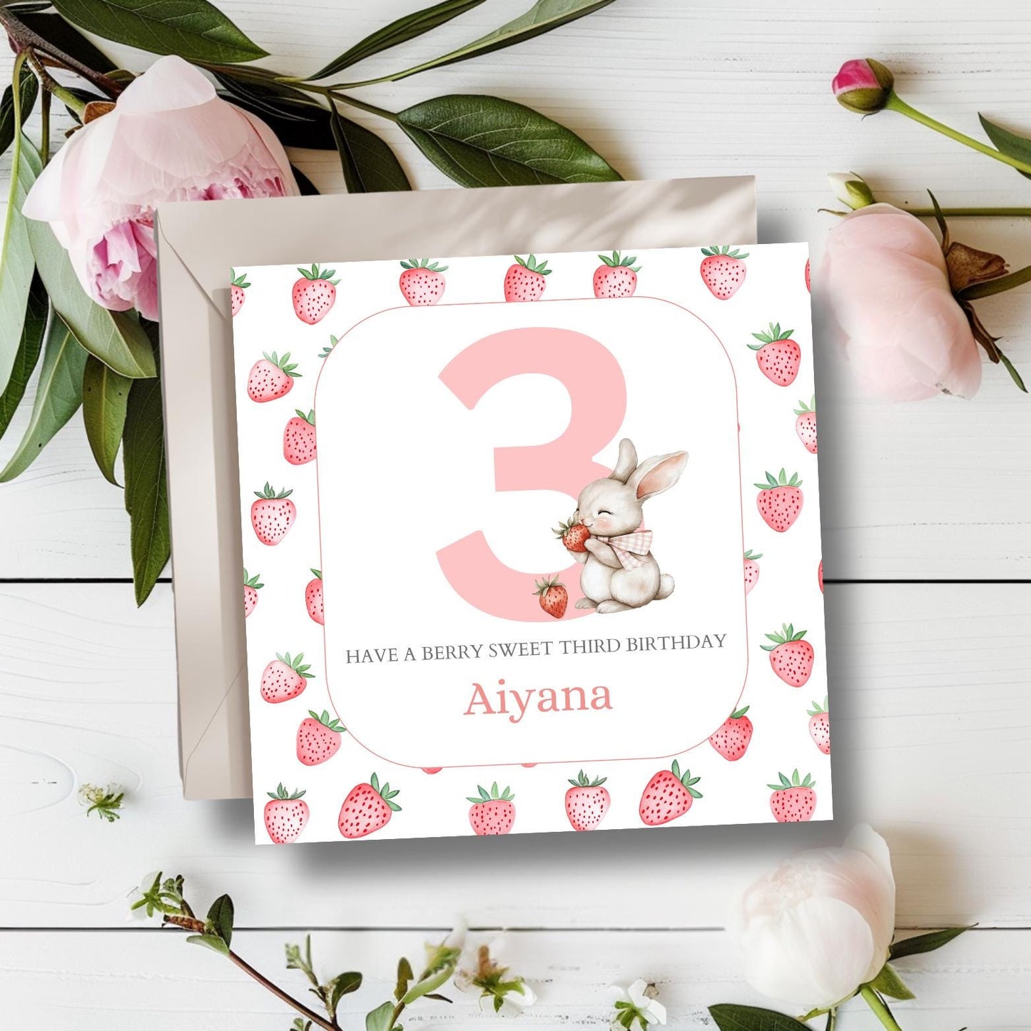 Personalised First Birthday Berry Card| 1st birthday Berry Strawberry Card | First Birthday Card for Girl |Birthday Card for Daughter