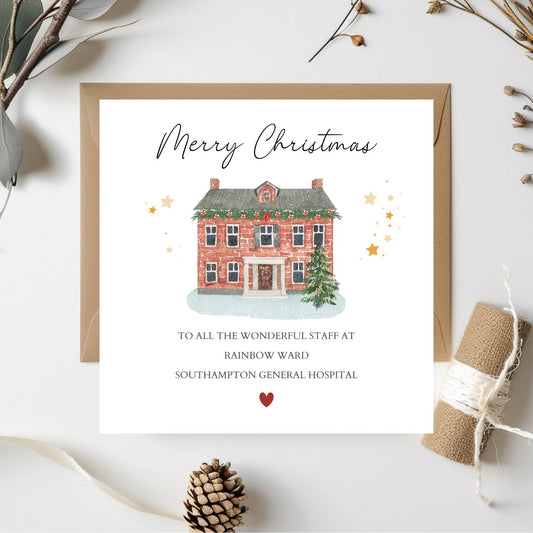 Personalised Hospital Christmas Card, Hospital Ward Staff Merry Christmas Card, Wonderful staff Hospital Ward Christmas Card, Care Team Xmas