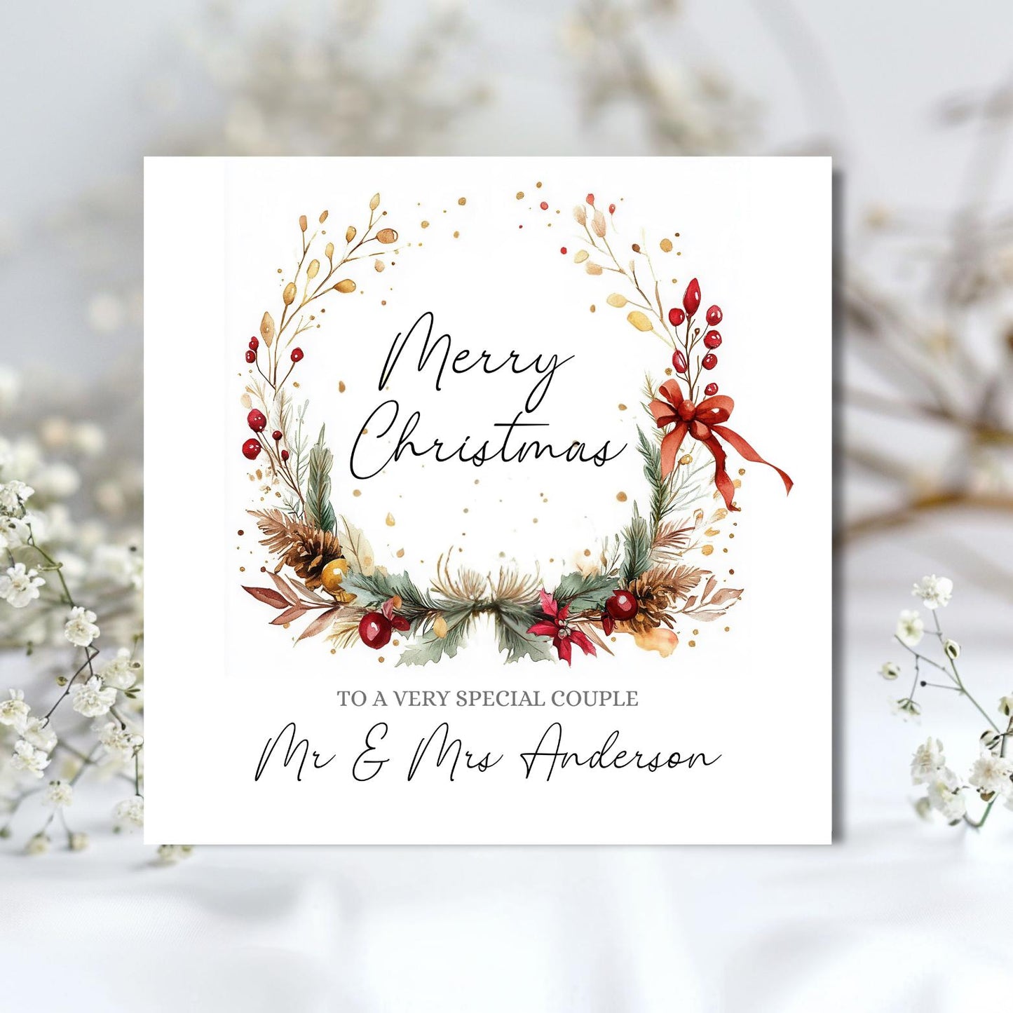 Personalised Auntie & Uncle Christmas Card, Couple Friend Christmas Card, Xmas Card Daughter, Son, In Law's Any Relation