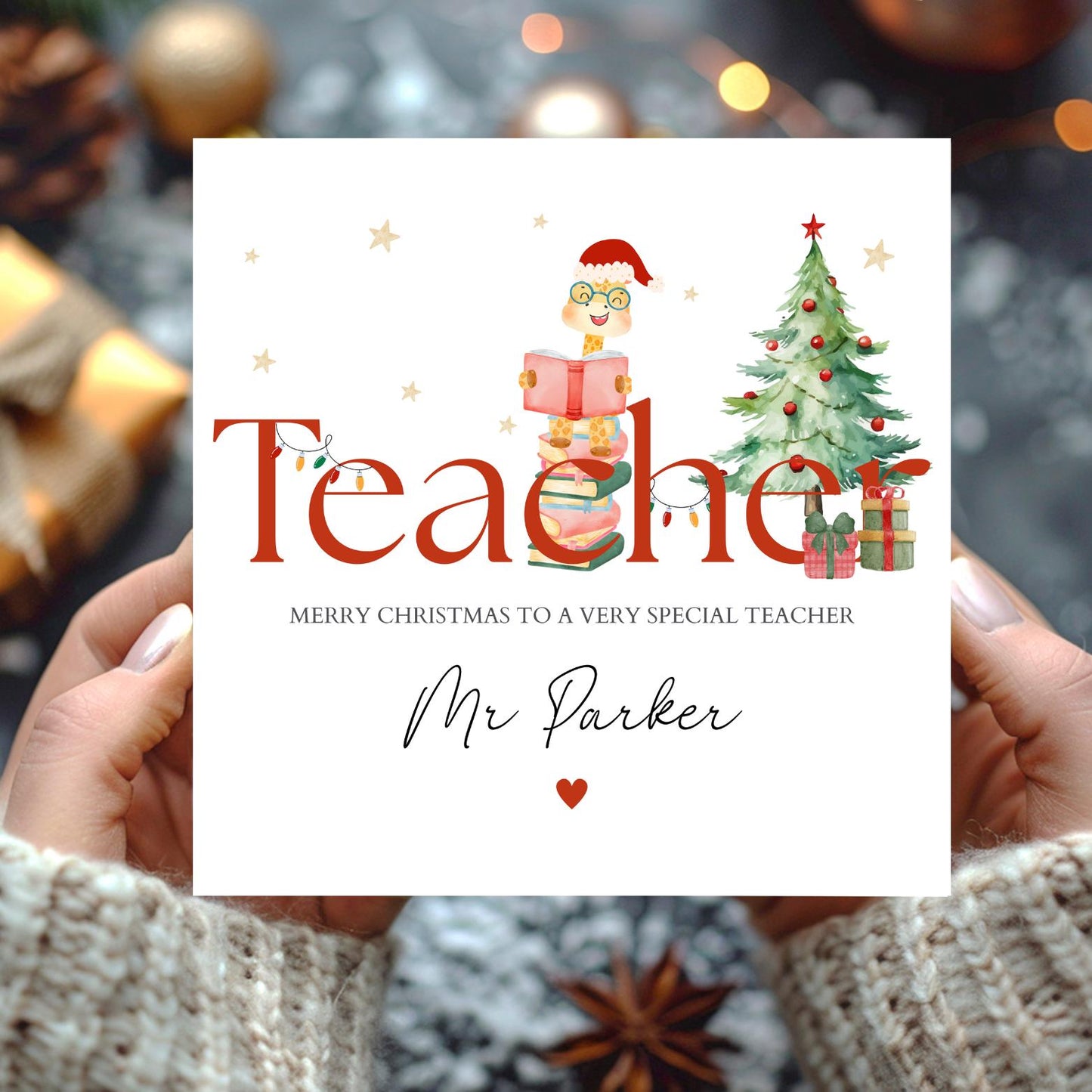 Personalised Teacher Christmas Card, Teaching Assistant Christmas Card, Head Teacher Christmas Card, Merry Christmas Teacher Card