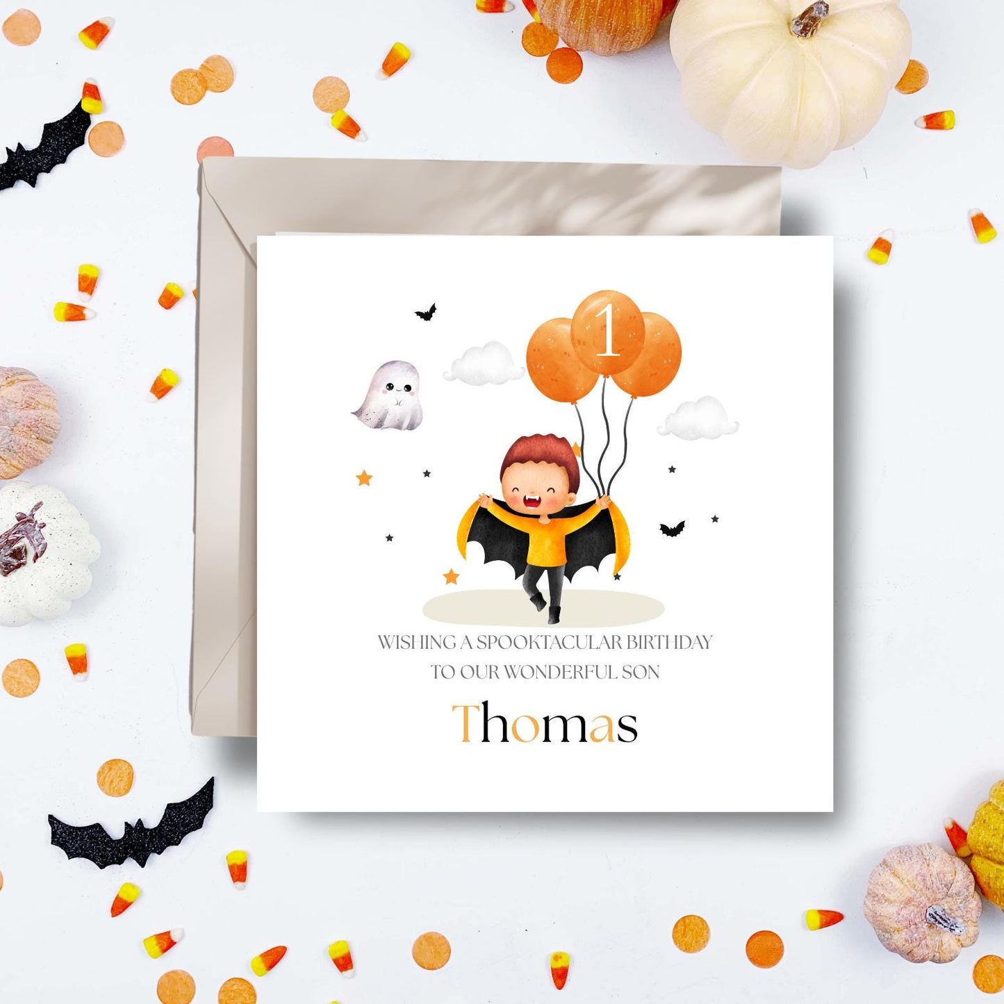 Personalised Halloween Birthday Card| 1st birthday Halloween card | Spooktacular Birthday Card Boy Or Girl, Any Relation & Age