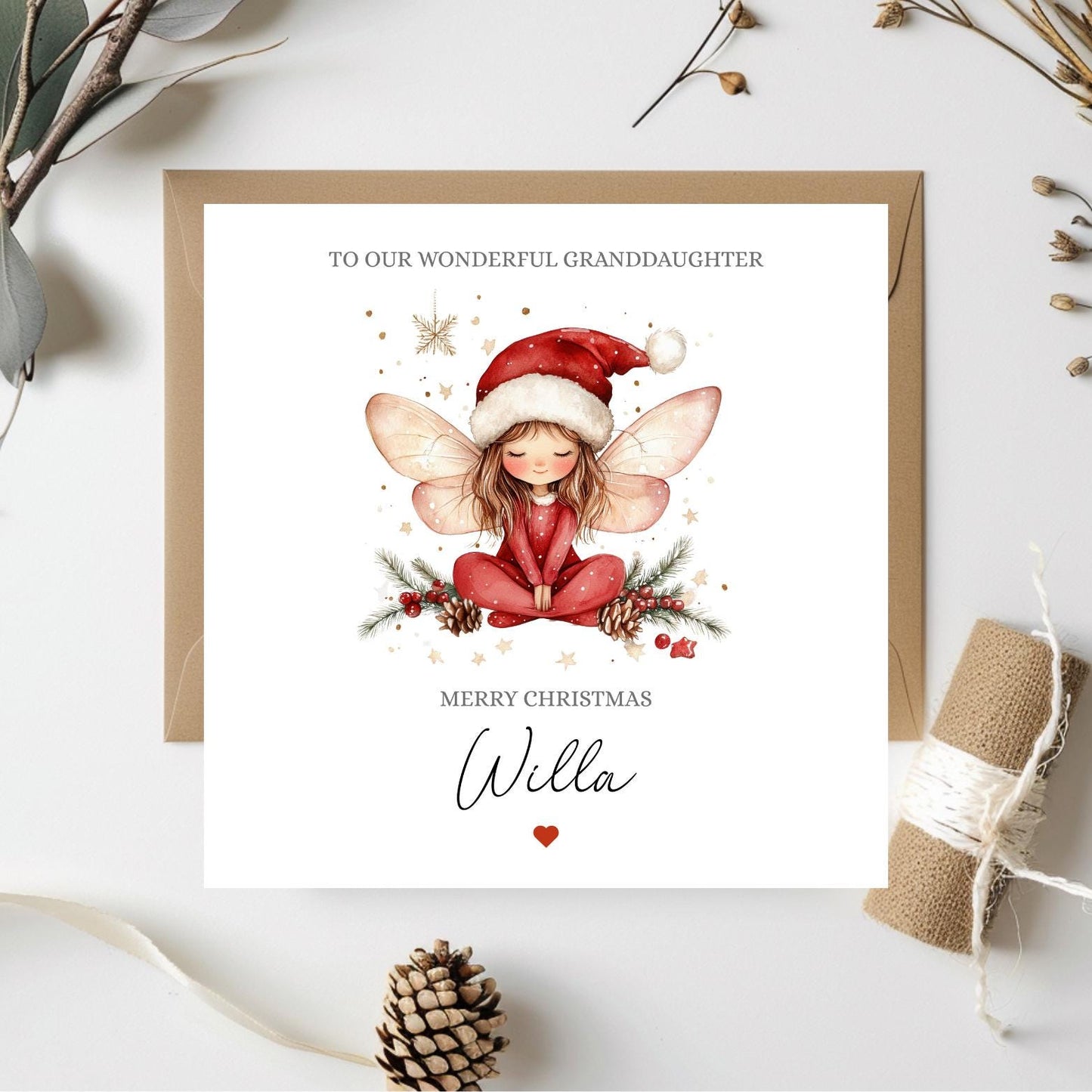Personalised First Christmas Card |Fairy 1st Christmas Card for Girl| Christmas Fairy Christmas Card | Christmas Card for Daughter, Niece