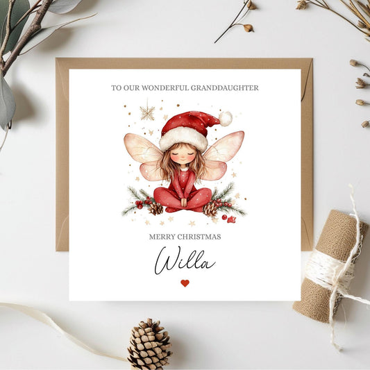 Personalised First Christmas Card |Fairy 1st Christmas Card for Girl| Christmas Fairy Christmas Card | Christmas Card for Daughter, Niece