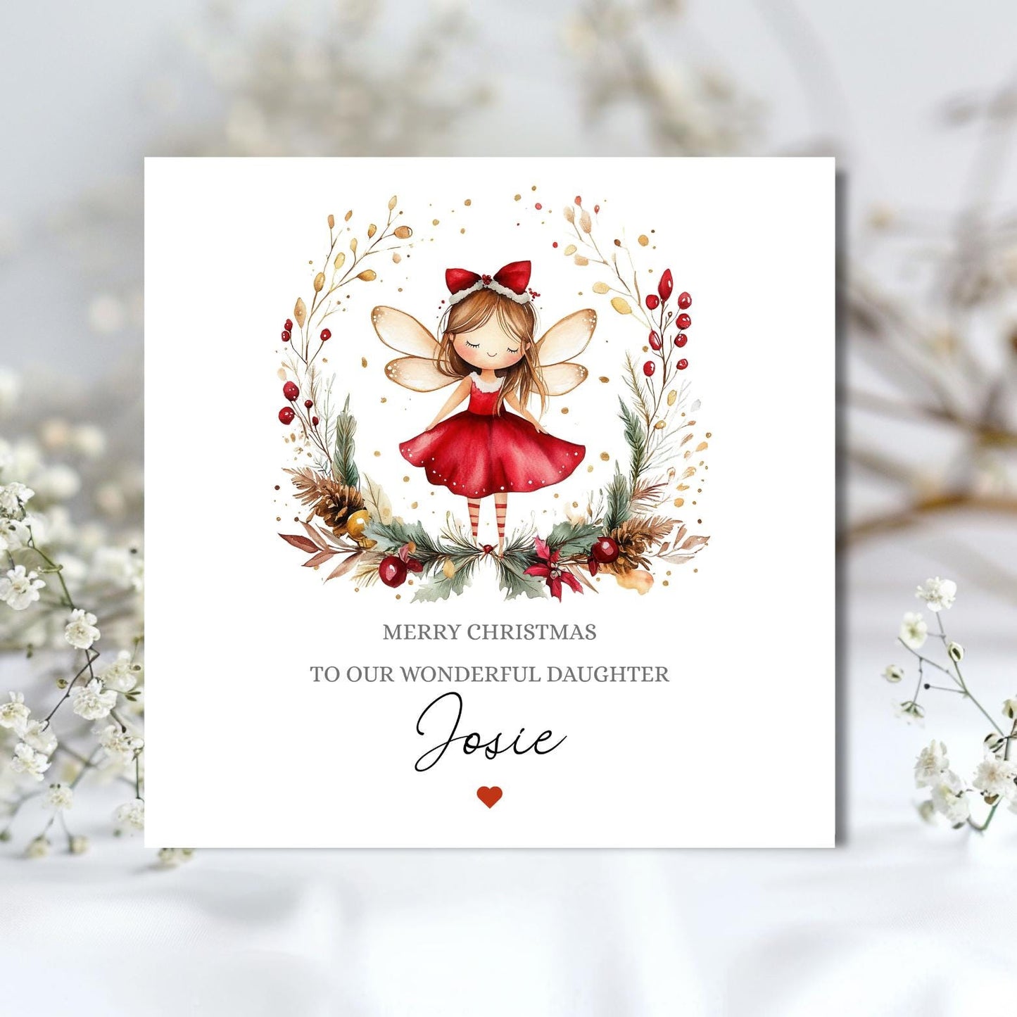 Personalised First Christmas Card |Fairy 1st Christmas Card for Girl| Christmas Fairy Christmas Card | Christmas Card for Daughter, Niece