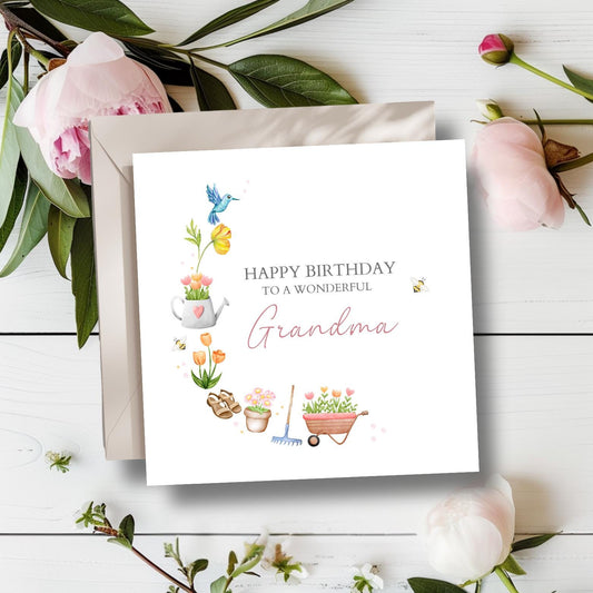 Personalised Grandma Birthday Card with gardening design | Nany gardening birthday card | Birthday Card for Grandmother, Nanny, Nana