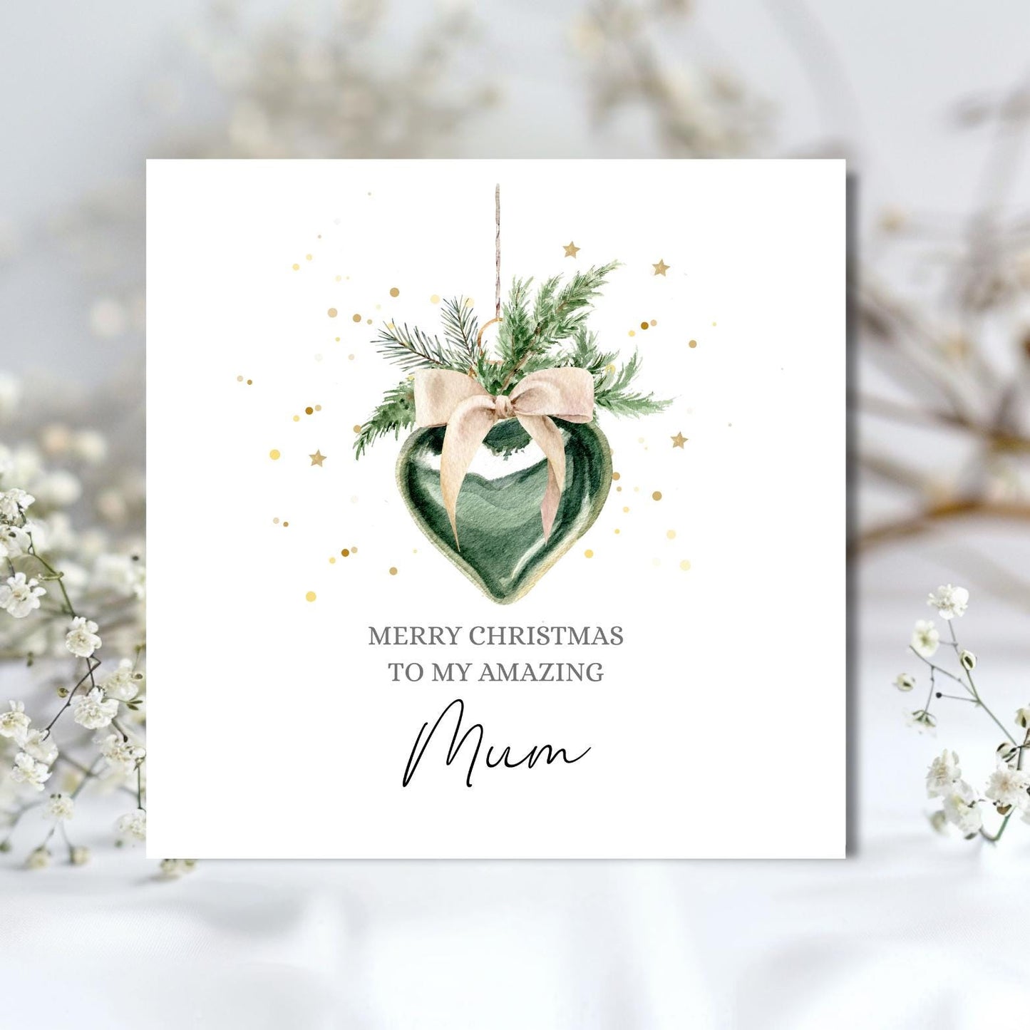 Personalised Mum Christmas Card, Parents Bauble Christmas Card, Merry Christmas Mum, Xmas Card Nanna, Mother, Auntie, Any Relation