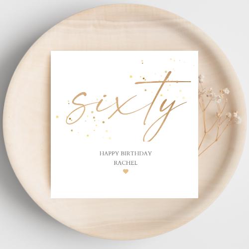Personalised 40th Birthday Card, Calligraphy Birthday Card, Personalised Gold 30th 40th 50th 60th 70th 90th Birthday Card
