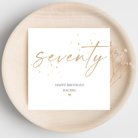 Personalised 70th Birthday Card, Calligraphy Birthday Card, Personalised Gold 30th 40th 50th 60th 70th 90th Birthday Card