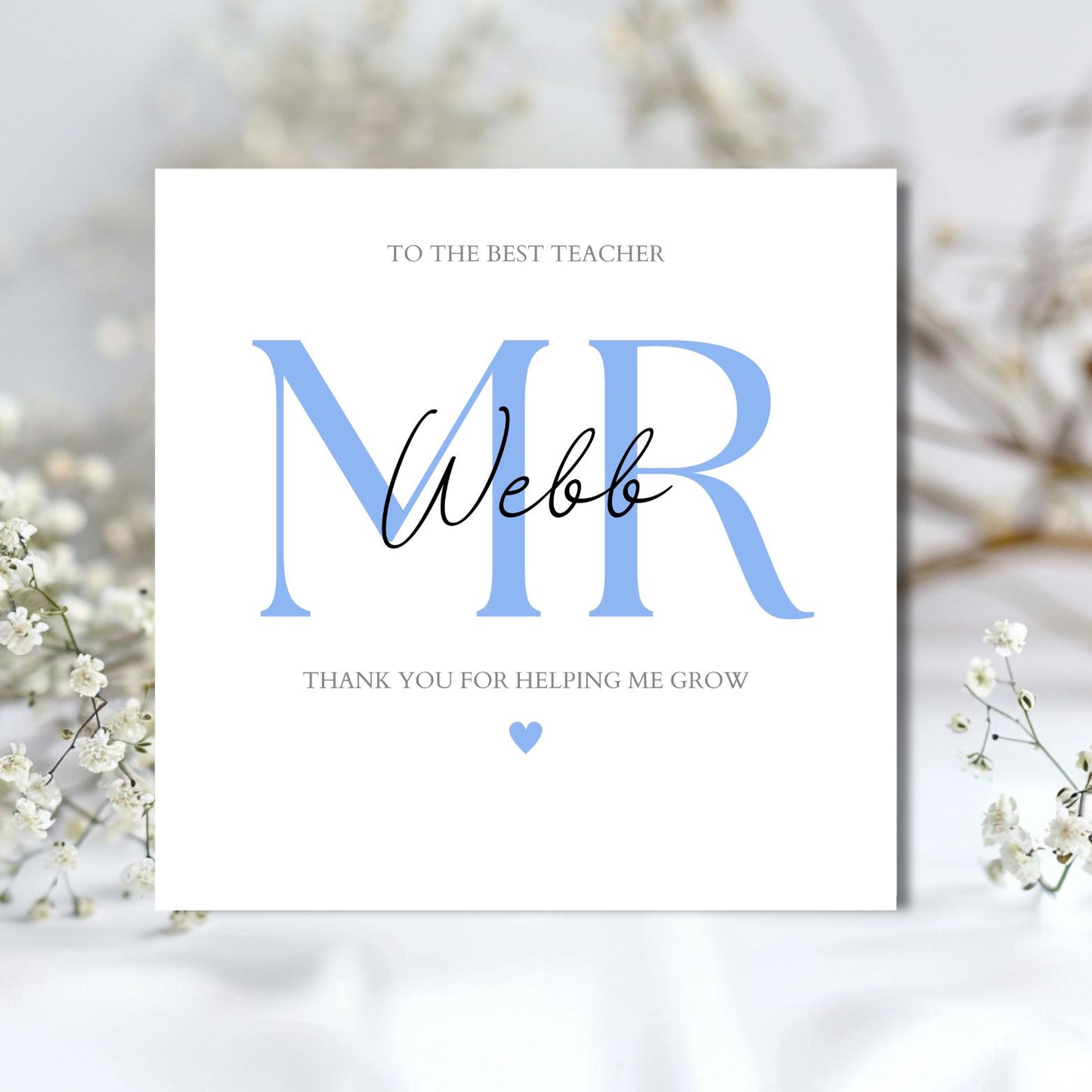 Personalised Thank You Teacher Card, Teacher Card, Thank You Teacher Card, End of Term Card, Simple Elegant Design