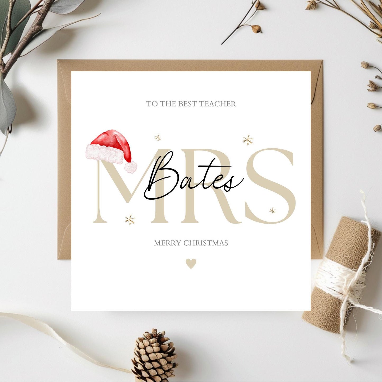 Personalised Teacher Christmas Card, Nursery Christmas Card, School Key Worker Christmas Card, Merry Christmas Teacher Card