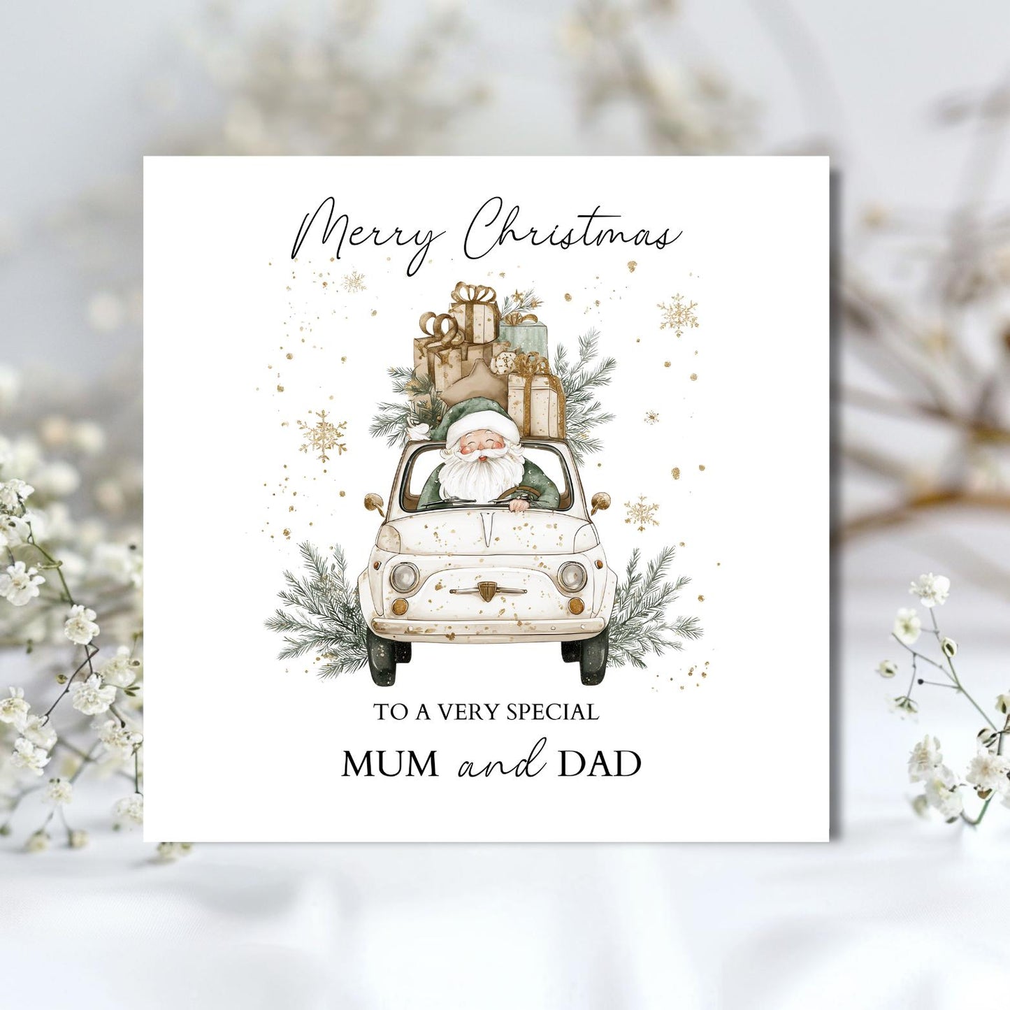 Personalised Husband Christmas Card, Partner Car Christmas Card, Merry Christmas In Law, Xmas Card for Dad, Grandma, Grandad, Any Relation