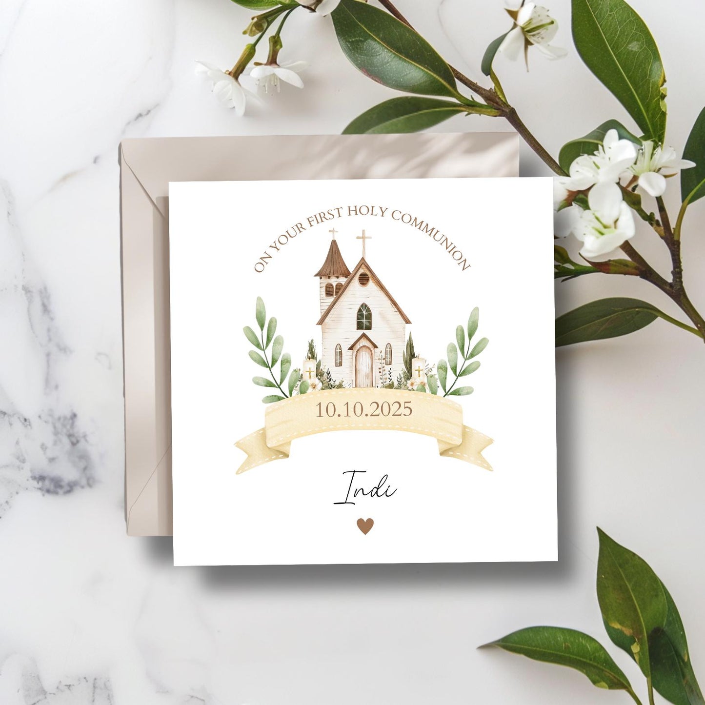 Personalised Christening Card, Baptism Card For Grandson Granddaughter Son Daughter Nephew Niece Godson Goddaughter, Chapel Church Design