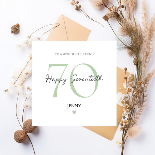 Personalised 70th Birthday Card,Calligraphy Birthday Card,70 Birthday card for her,70 Birthday card for him,Elegant Seventieth Birthday Card