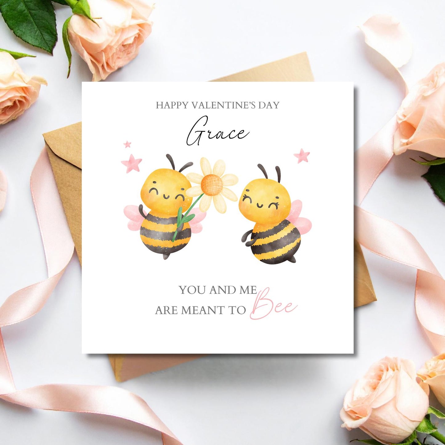 Personalised Valentines Card, Personalised Will you Bee my Valentine Card, We are Meant to Bee Card, Cute Bees Valentines Card Personalised