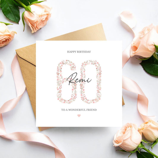 Personalised 60th Birthday Card, Sixtieth Birthday Card, Custom Birthday Card For Mum, Grandma, Birthday Card for Her. Any Age Birthday Card