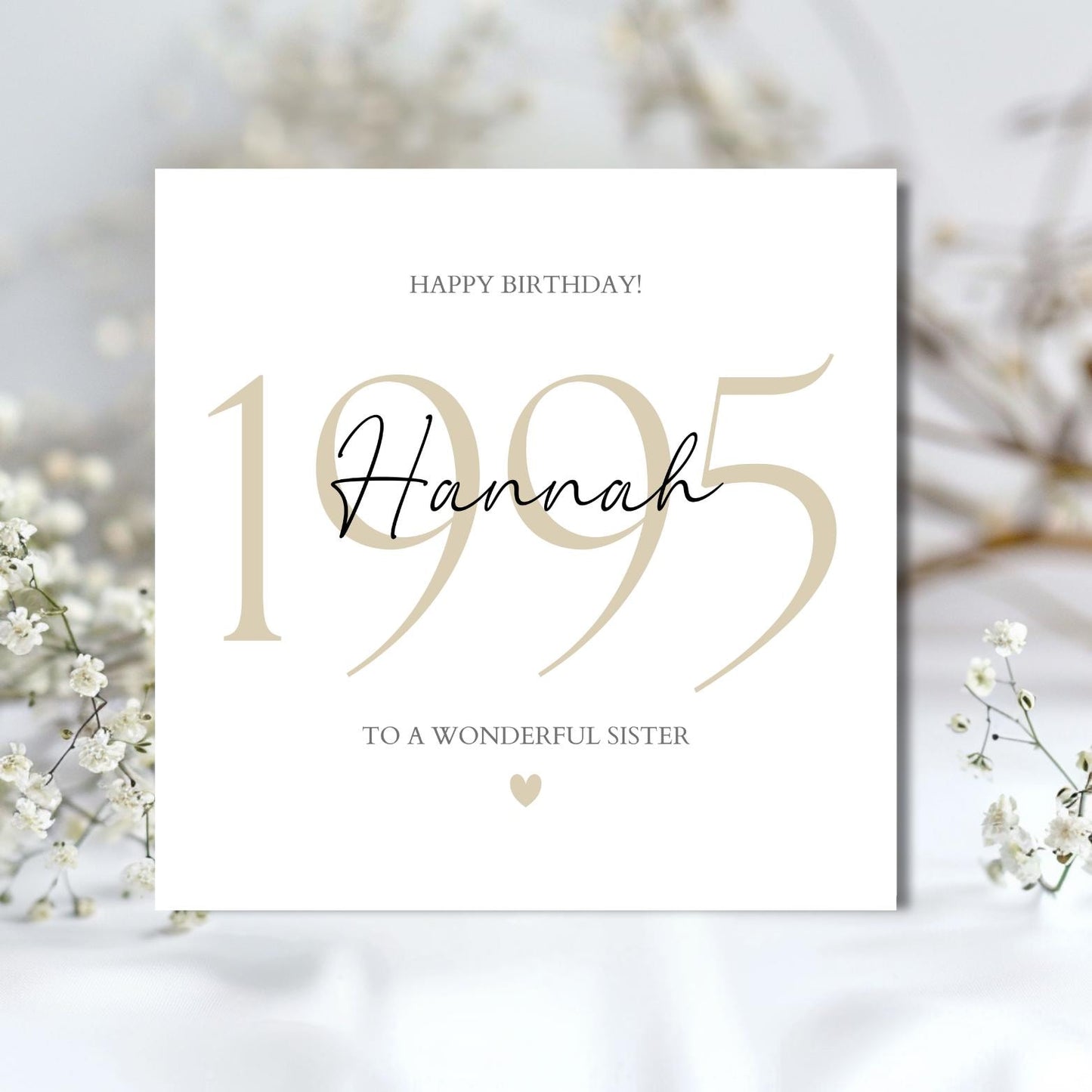 Personalised Year Birthday Card, Calligraphy Birthday Card, Birthday card for him,30th,40th,50th Birthday Card for Her,Birthday Card for Her