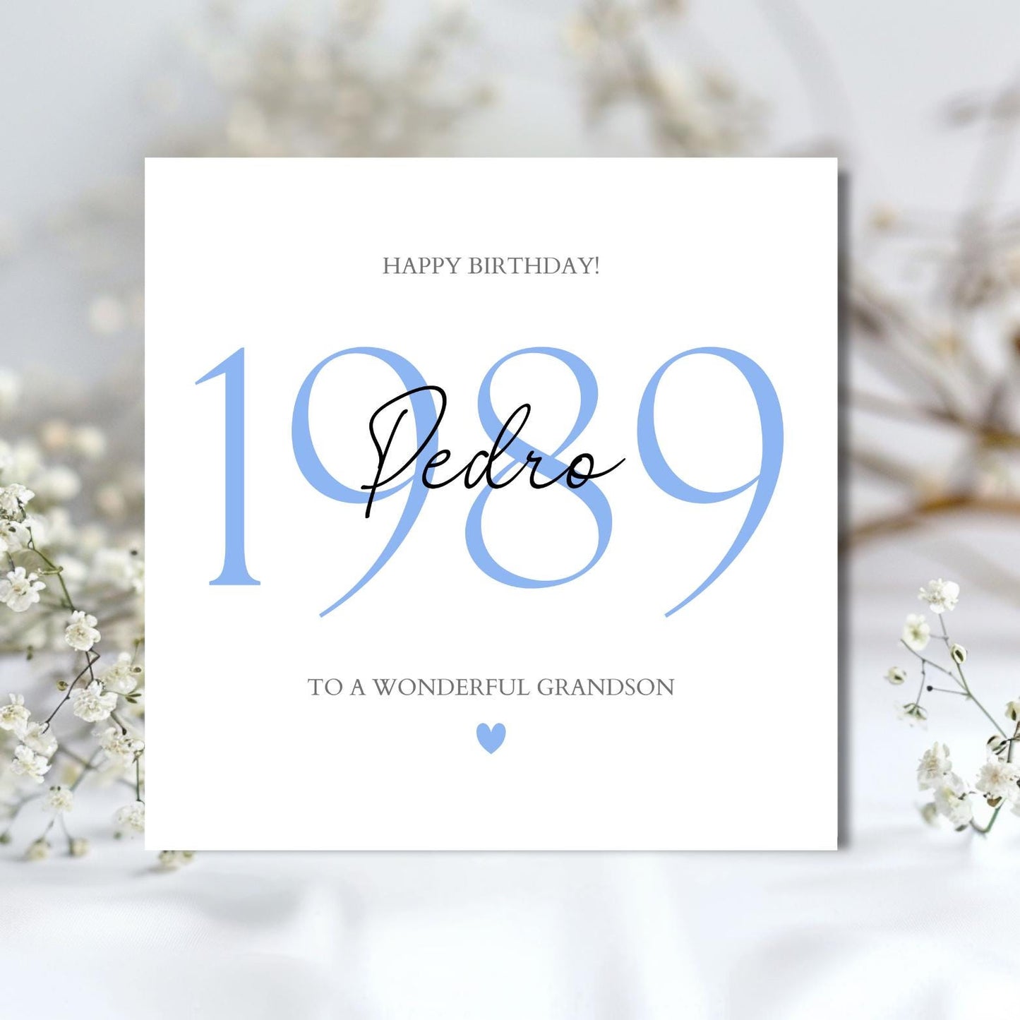 Personalised Year Birthday Card, Calligraphy Birthday Card, Birthday card for her,30th,40th,50th Birthday Card for Her,Birthday Card for Him
