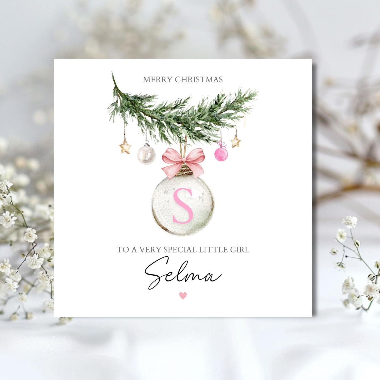 Personalised Christmas Card For Boy, 1st Christmas Card, Name Initial Card, Bauble Initial Card for Son , Grandson, Nephew, Any Relation