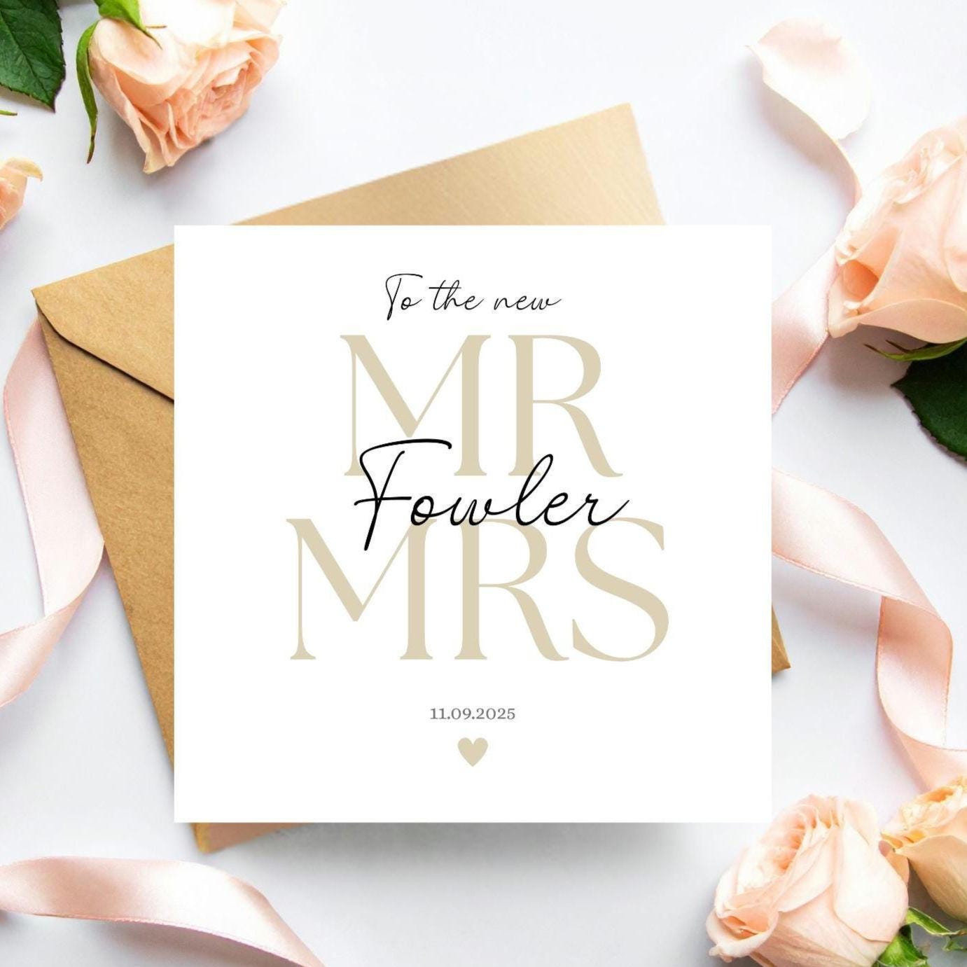 Personalised Mr & Mrs Wedding Card, To the New Mr and Mrs Card, Colour Choices, Wedding Card