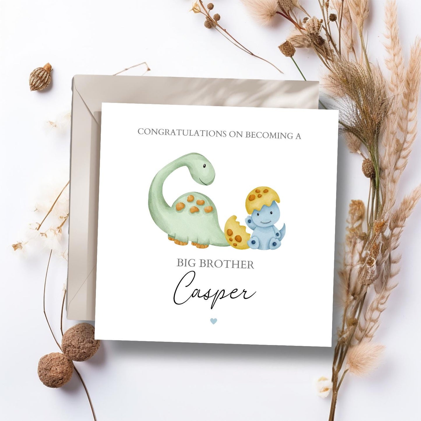 Personalised Big Brother Card - Dinosaur Big Brother Card For Son- Promoted to Big Brother- Dino Big Brother Card for Son, Grandson, Nephew