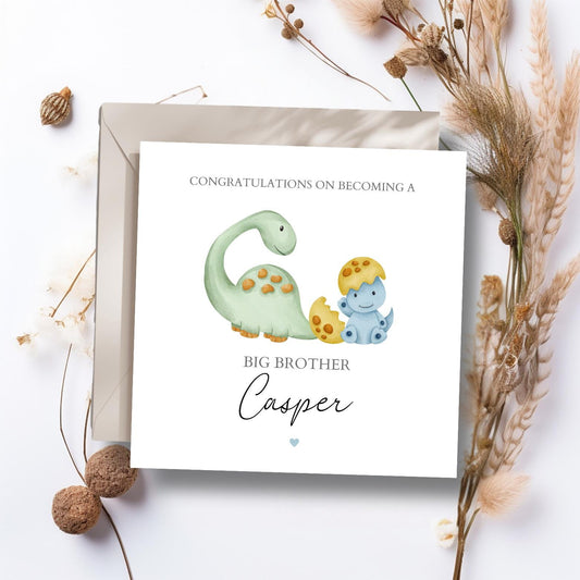 Personalised Big Brother Card - Dinosaur Big Brother Card For Son- Promoted to Big Brother- Dino Big Brother Card for Son, Grandson, Nephew