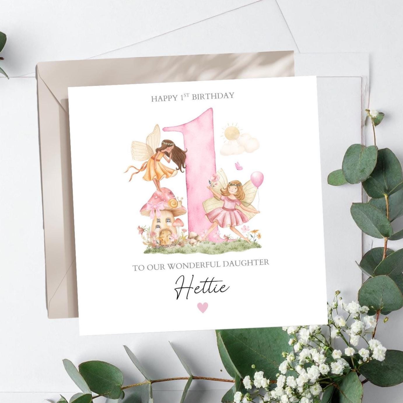 Personalised 5th Birthday Fairy Card |Fifth Birthday Magic Pink card |2nd, 3rd Birthday Card for Girl, Granddaughter, Daughter,Any Relation