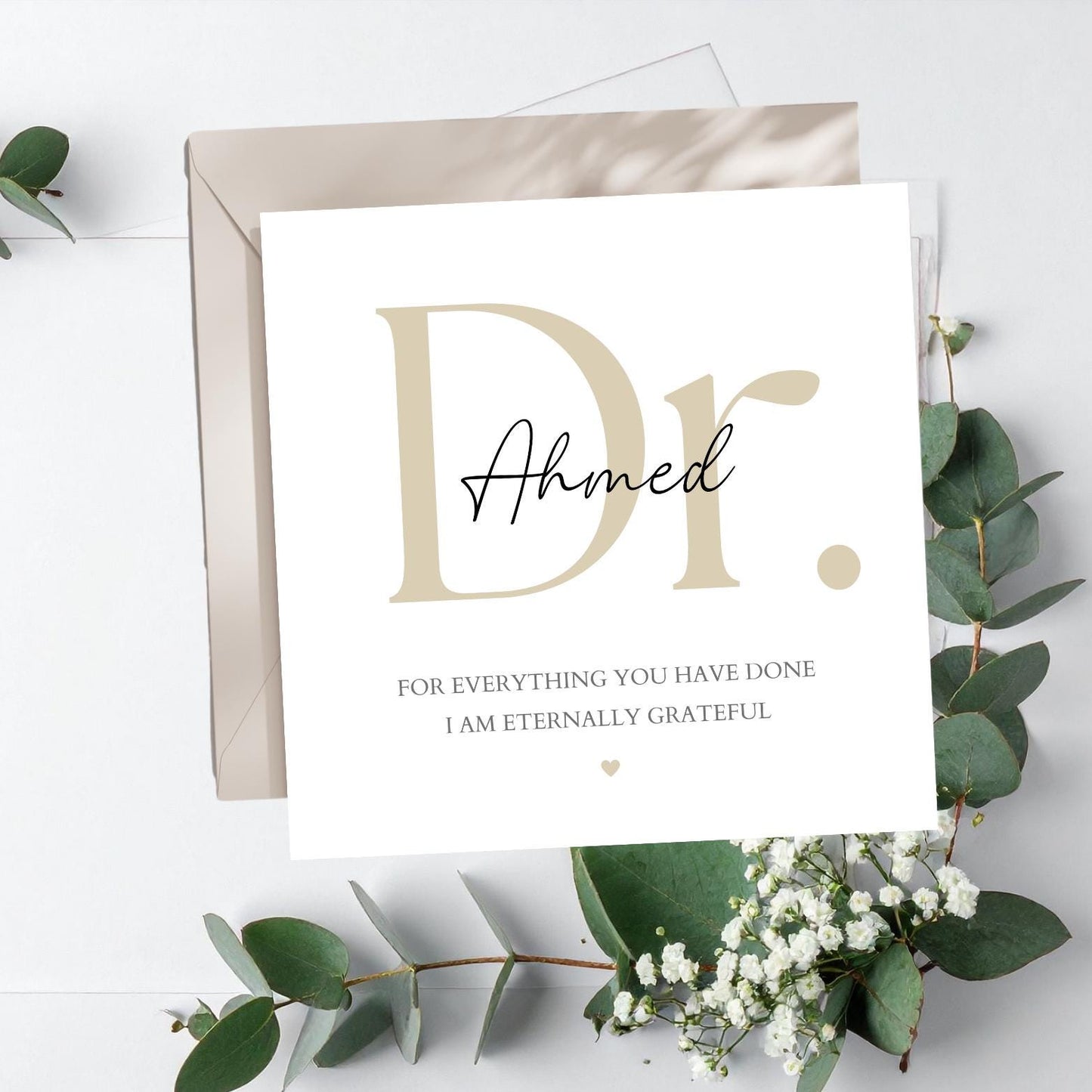 Personalised Doctor Thank You Card, Doctor Ward Thank You Card, Thank You For Your Support Card, Eternally Grateful Beige Thank You Card