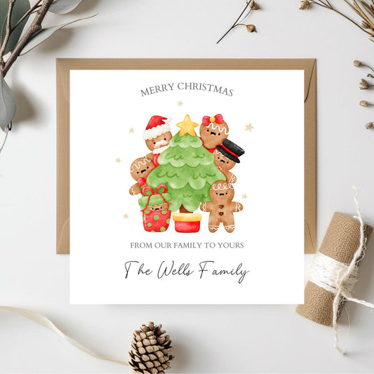 Personalised Christmas Family Card| Christmas Card for Family |2025 Christmas Card From Our Family to Yours | Gingerbread Family Tree Design