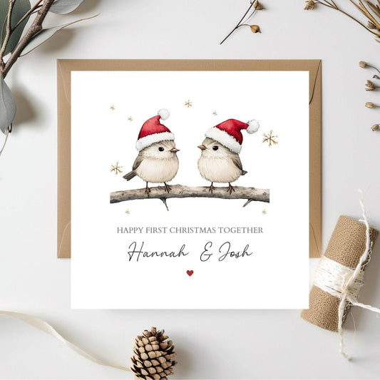 Personalised Special Couple Christmas Card, Bird Couple First Christmas Together, 1st Xmas Married Card Daughter, Son, In Law's Any Relation