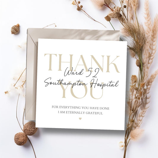 Personalised Hospital Thank You Card, Ward Staff Thank You Card, Thank You For Your Support Card,Eternally Grateful Care Home Thank You Card