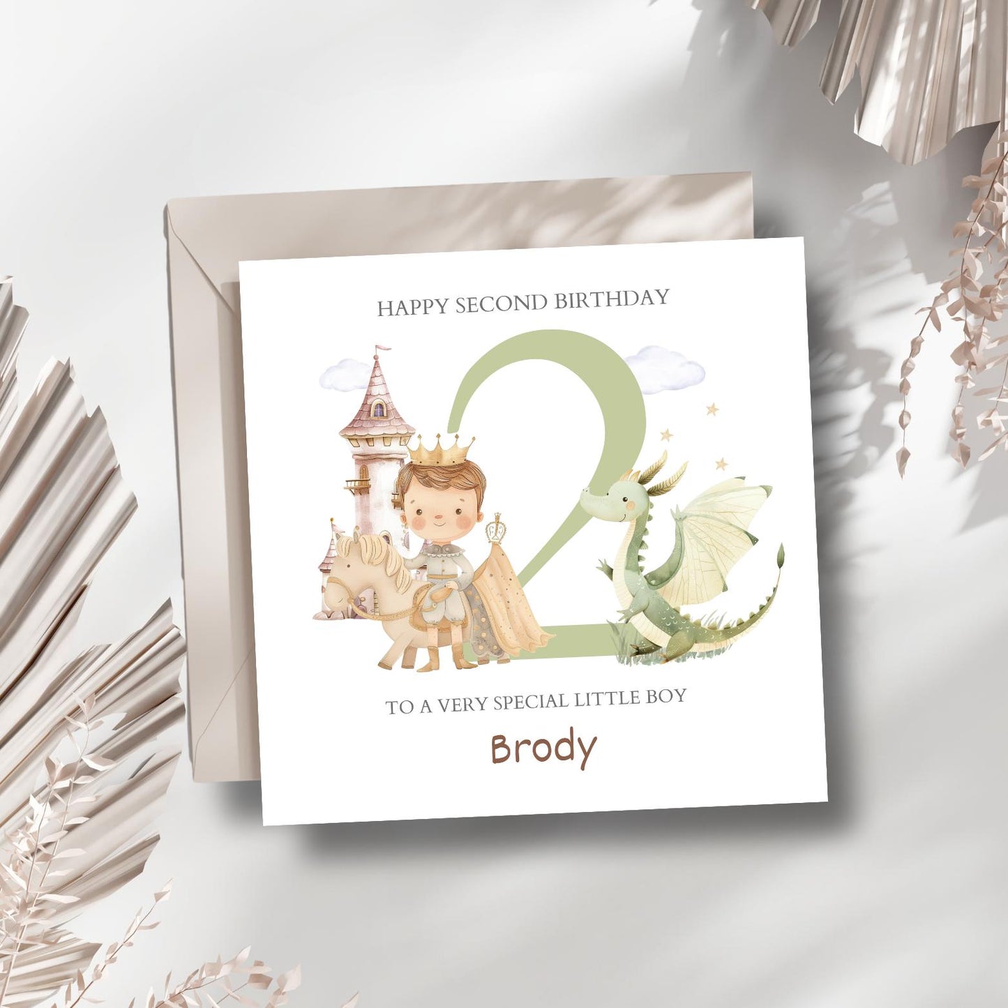 Personalised 1st, 2nd, 3rd Birthday Card Prince Dragon| Birthday Dragon card | First Birthday Card for Boy |1st Birthday Card for Son,Nephew