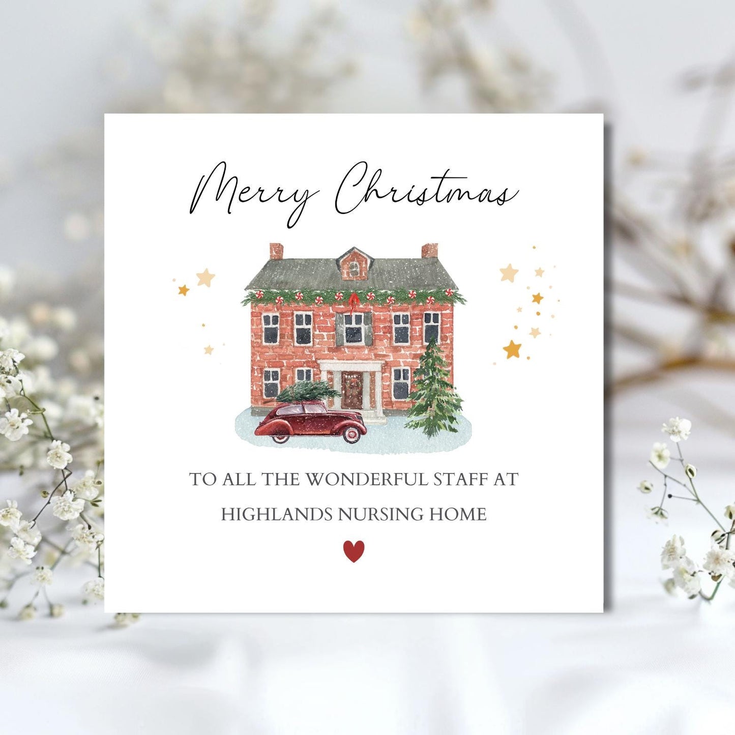 Personalised Nursing Home Christmas Card,  Care Home Christmas Card, Merry Christmas Nursing Home Card, Care Team Christmas Card
