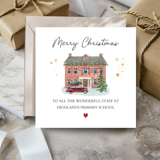 Personalised School Christmas Card, School Staff Christmas Card, Merry Christmas School Card, Nursery Team Christmas Card