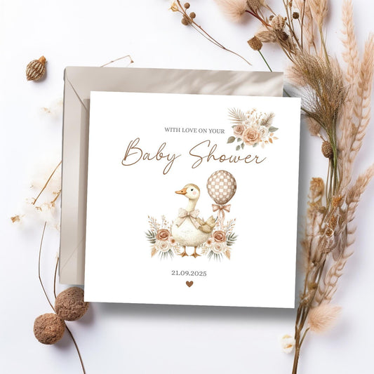 Personalised Baby Shower Card Neutral | New Baby silly goose card | Baby Shower Goose Card for Mum to Be | Vintage Silly Goose Card