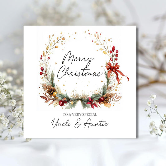 Personalised Auntie & Uncle Christmas Card, Couple Friend Christmas Card, Xmas Card Daughter, Son, In Law's Any Relation