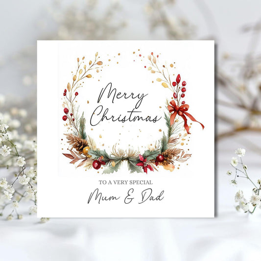 Personalised Mum And Dad Christmas Card, Parents Christmas Card, Merry Christmas Mum and Dad, Xmas Card Nanna, Grandad, Any Relation