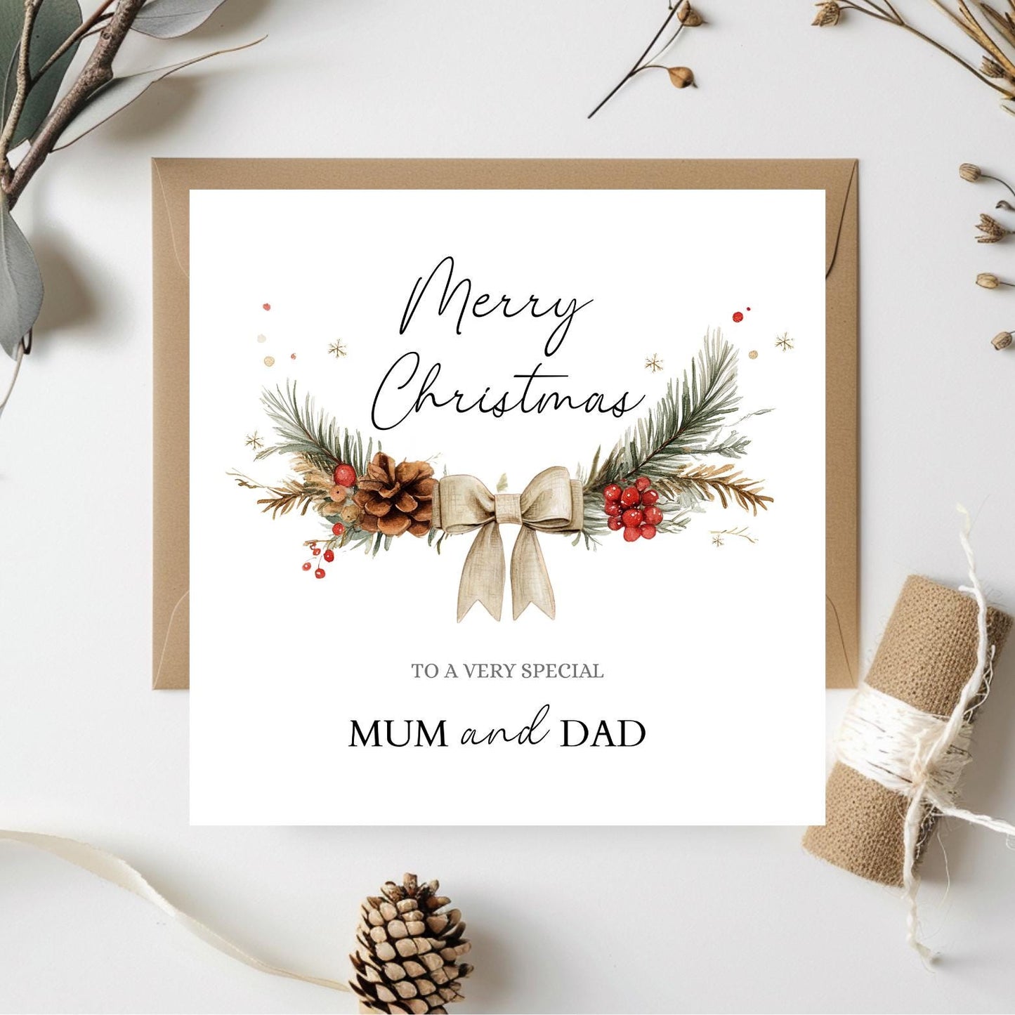 Personalised Brother & Sister In Law Christmas Card, In Laws Bow Christmas Card, Xmas Card Daughter, Couple, Son, In Law's Any Relation