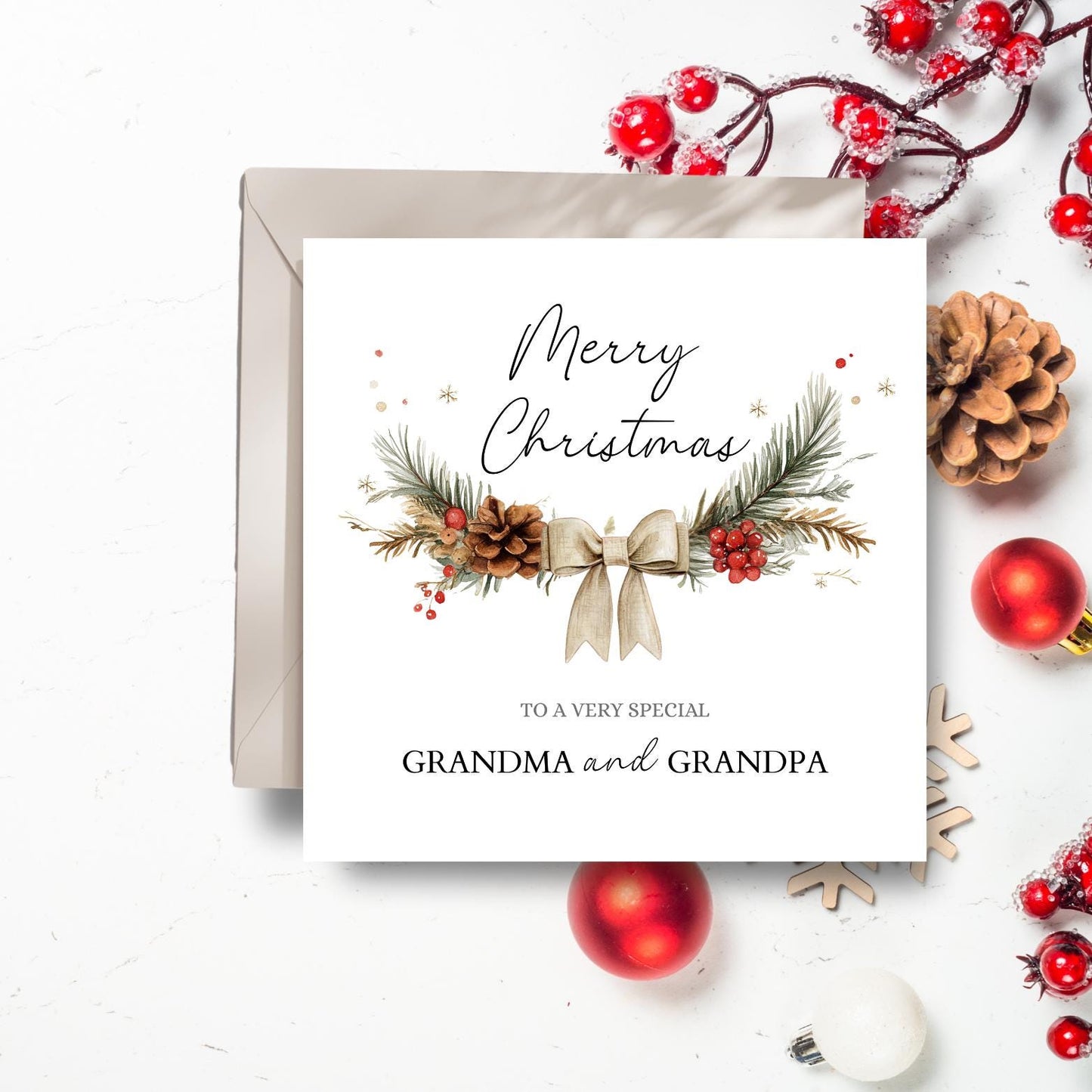 Personalised Grandma & Grandpa Christmas Card, Grandparents  Christmas Card, Xmas Card Daughter, Son, In Law's Any Relation