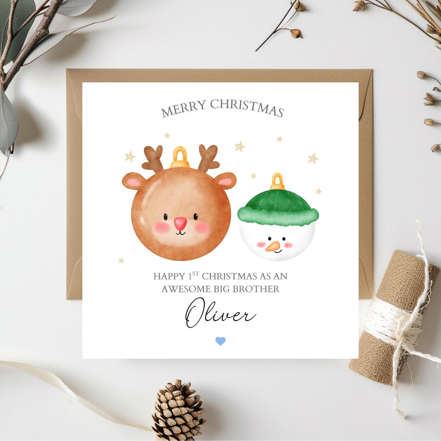 Personalised First Christmas as a Big Brother Card, 1st Xmas as a Big Brother Card, Sister Xmas, Brother Christmas Card