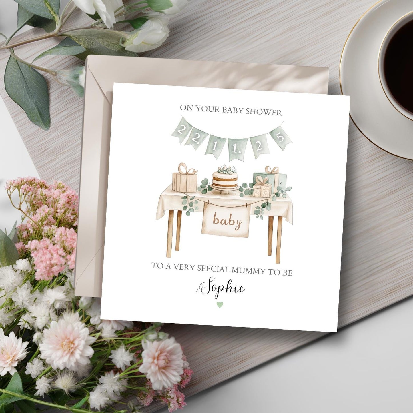 Personalised Baby Shower Card Neutral | Neutral Baby Shower Card, Mummy to be Pregnancy Card, Baby Shower Gift for Baby Boy or Baby Girl